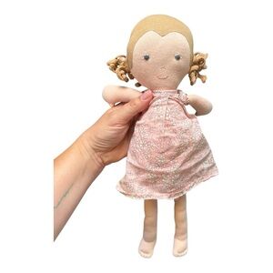 HAZEL VILLAGE Fern Handmade Plush Doll In Pink Floral Cotton Dress